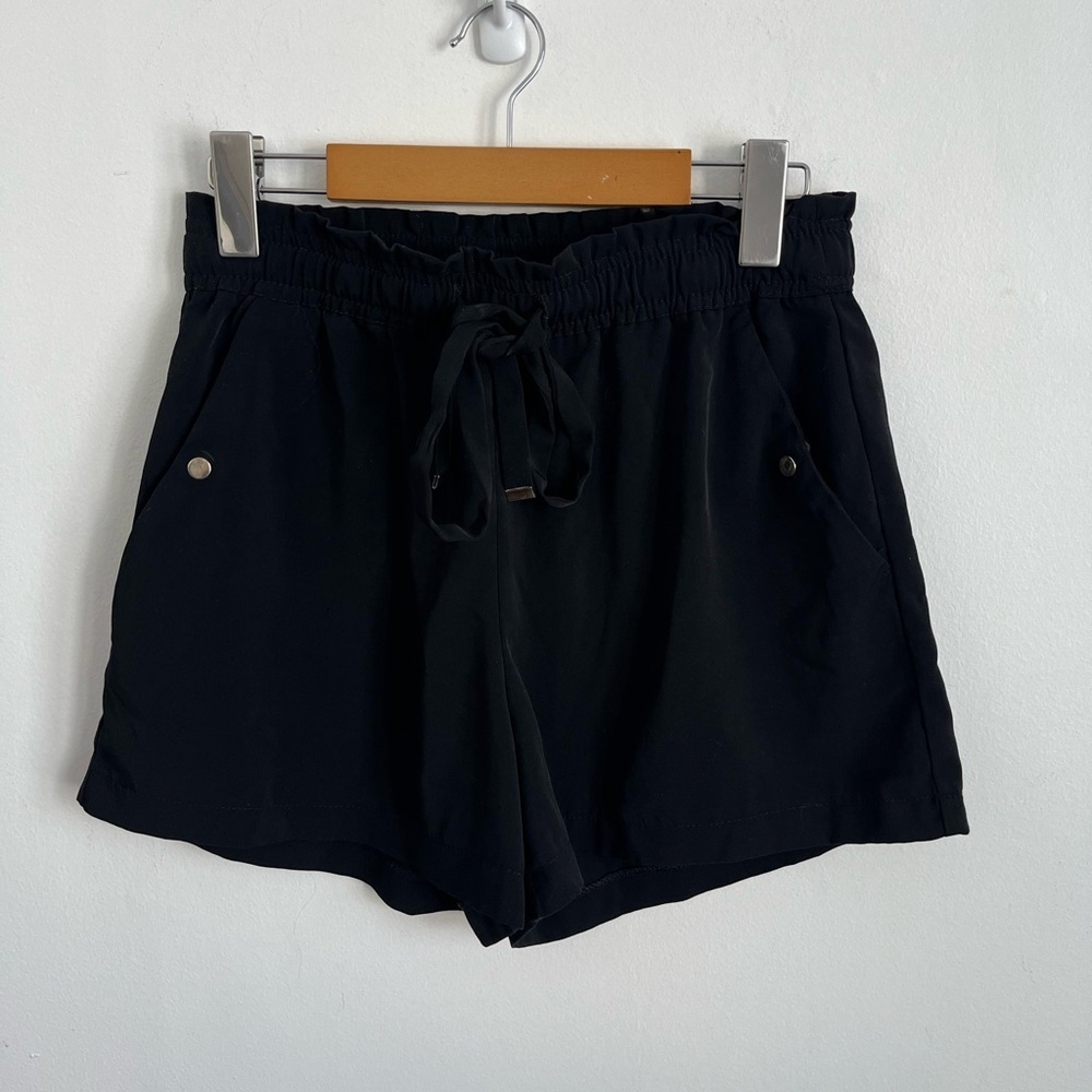Dynamite High Waisted Black Pockets Classy Drawstring Short Shorts Small